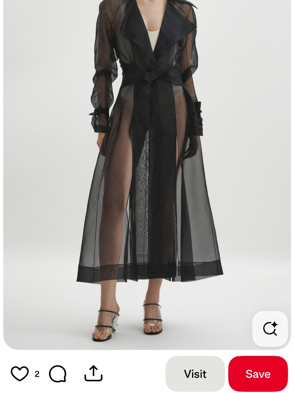 chic Black Sheer Trench Dress